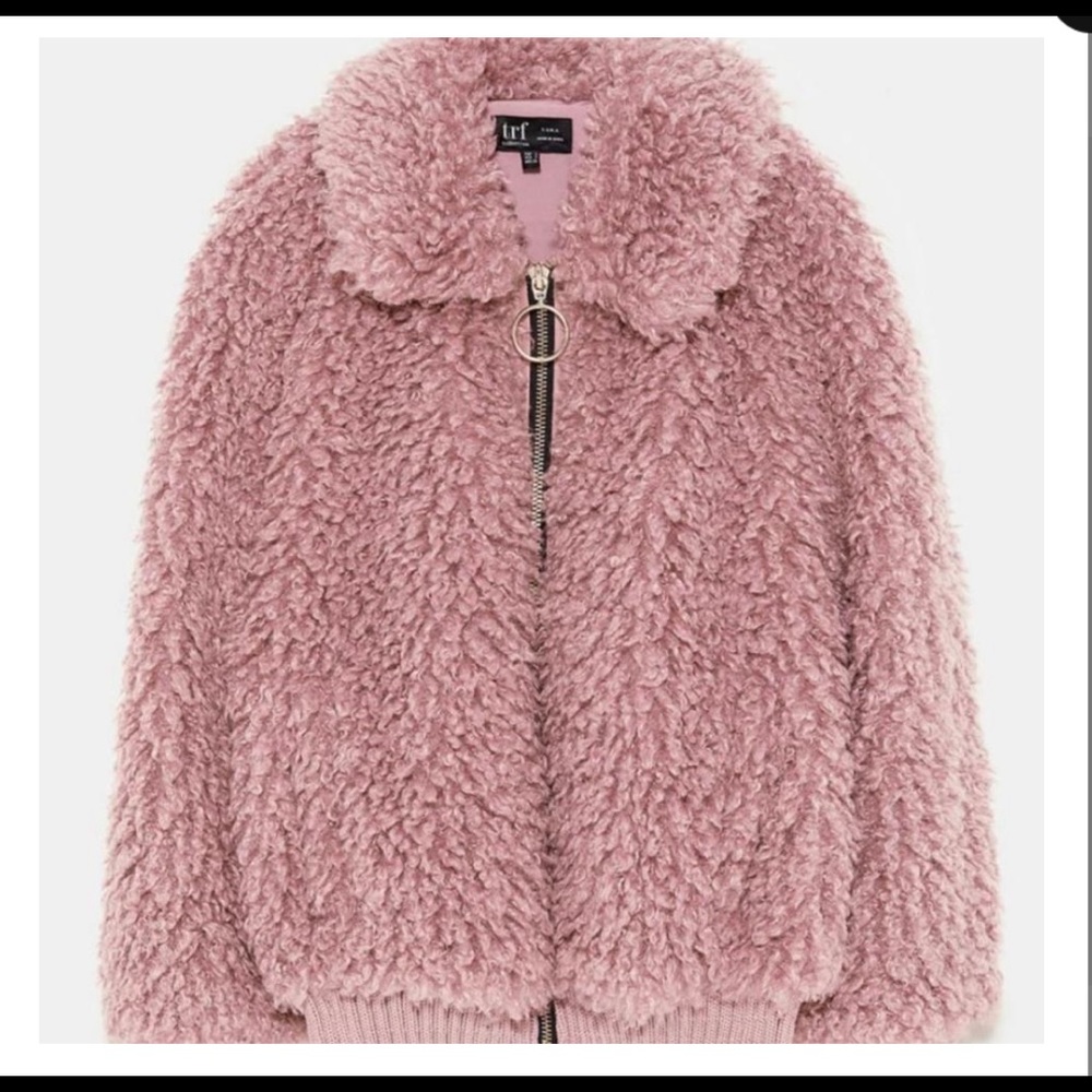 Pink Faux Shearling Bomber Coat